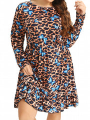  Sexy Nightdress Women's Plus Leopard & Butterfly Print Long Sleeve