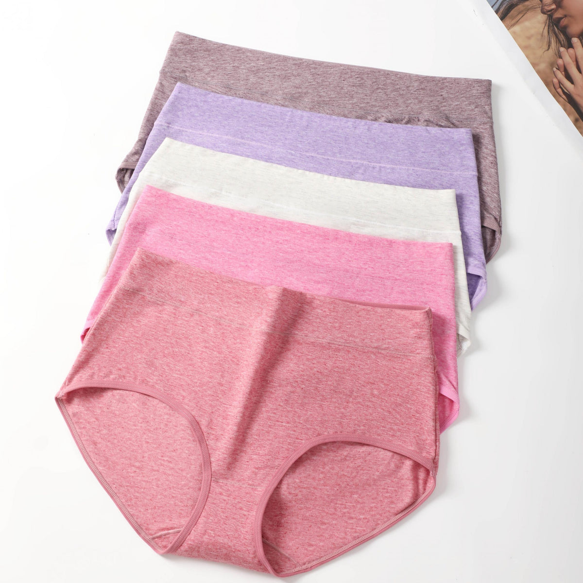5 Pack Plus Size Seamless High Rise Panties Set