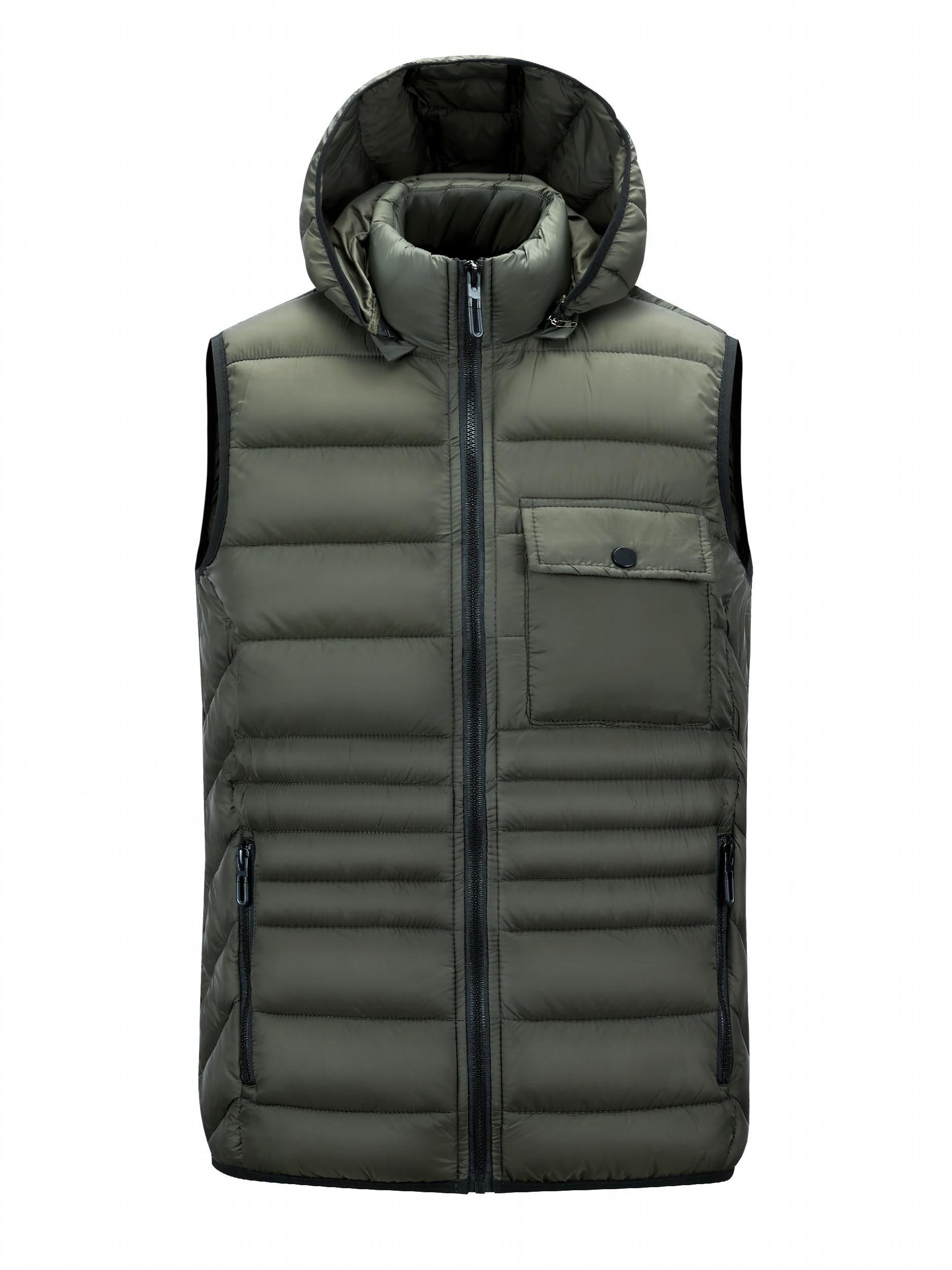 Hooded Vest Men's Zip Up Casual Winter Vest