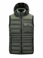 Hooded Vest Men's Zip Up Casual Winter Vest