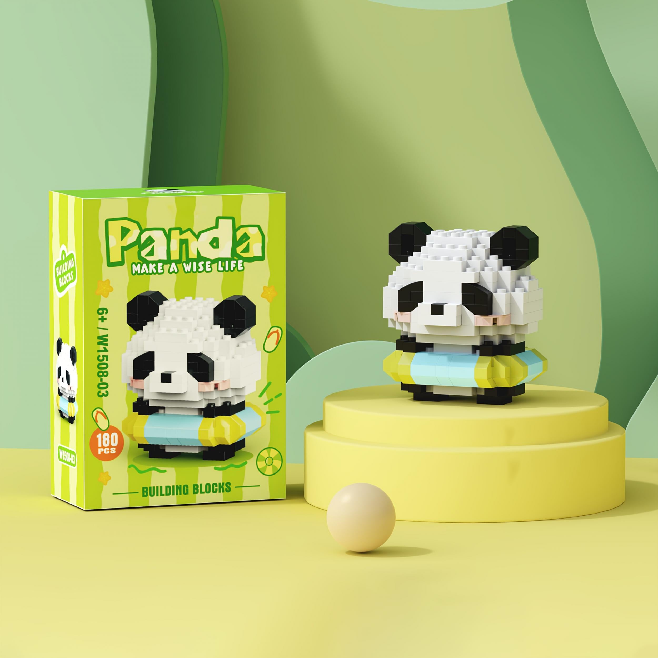 Panda Building Blocks Desk Decor Animal Theme ABS Material Gift for Kids