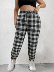 Women's Plus Plaid Tie Front Harem Pants