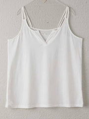  Casual Tank Top Women's Plus Plain Split Strap Notched Neck Tank Top