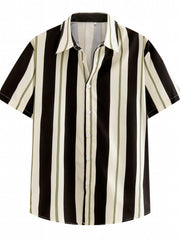 Stripe Print Men's Casual Short Sleeve Shirt - Summer Resort Tops