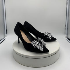 Rhinestone Bow Tie High Heels Pointed Toe Stiletto Pumps