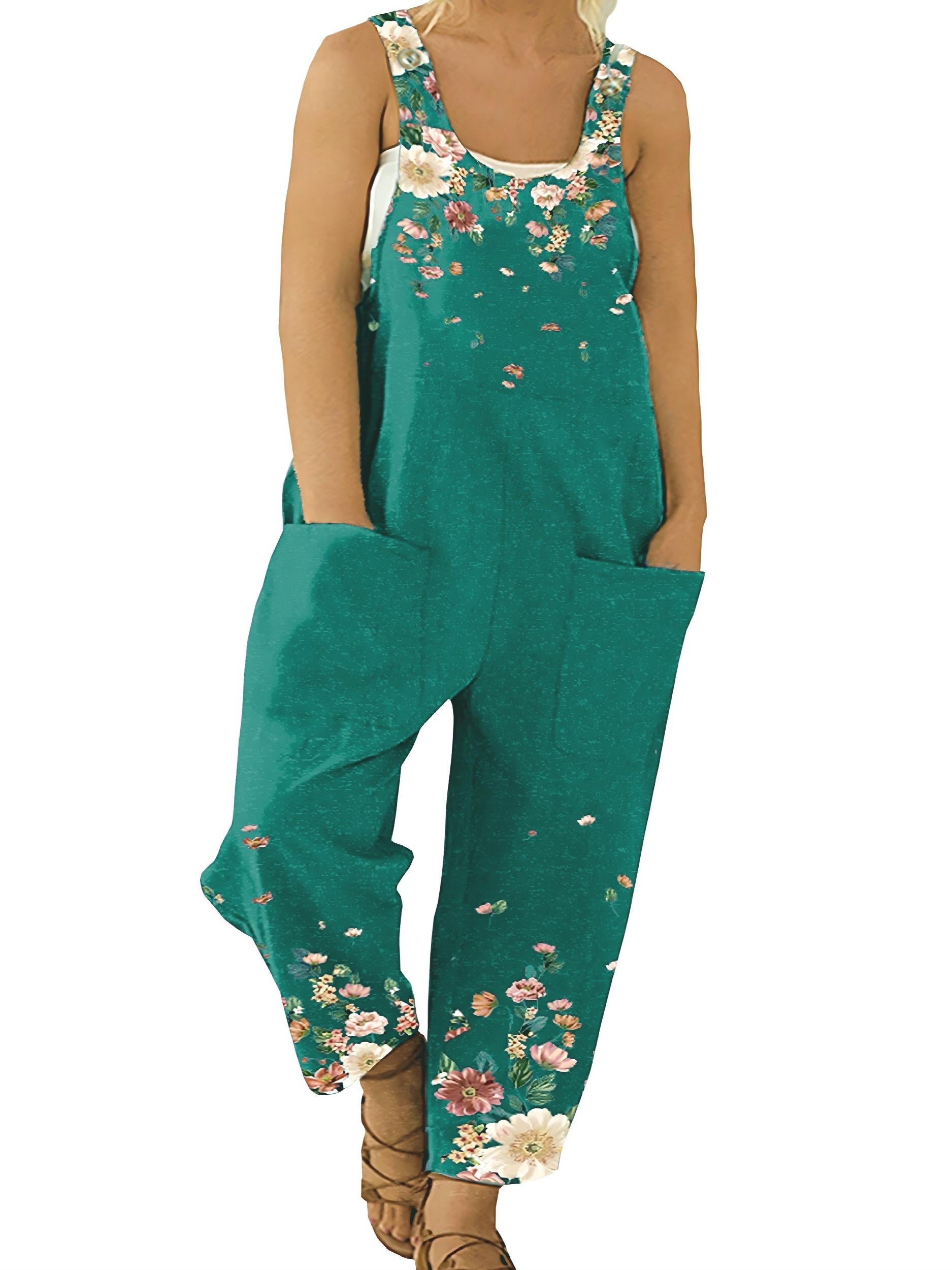  Floral Print Sleeveless Round Neck Jumpsuit