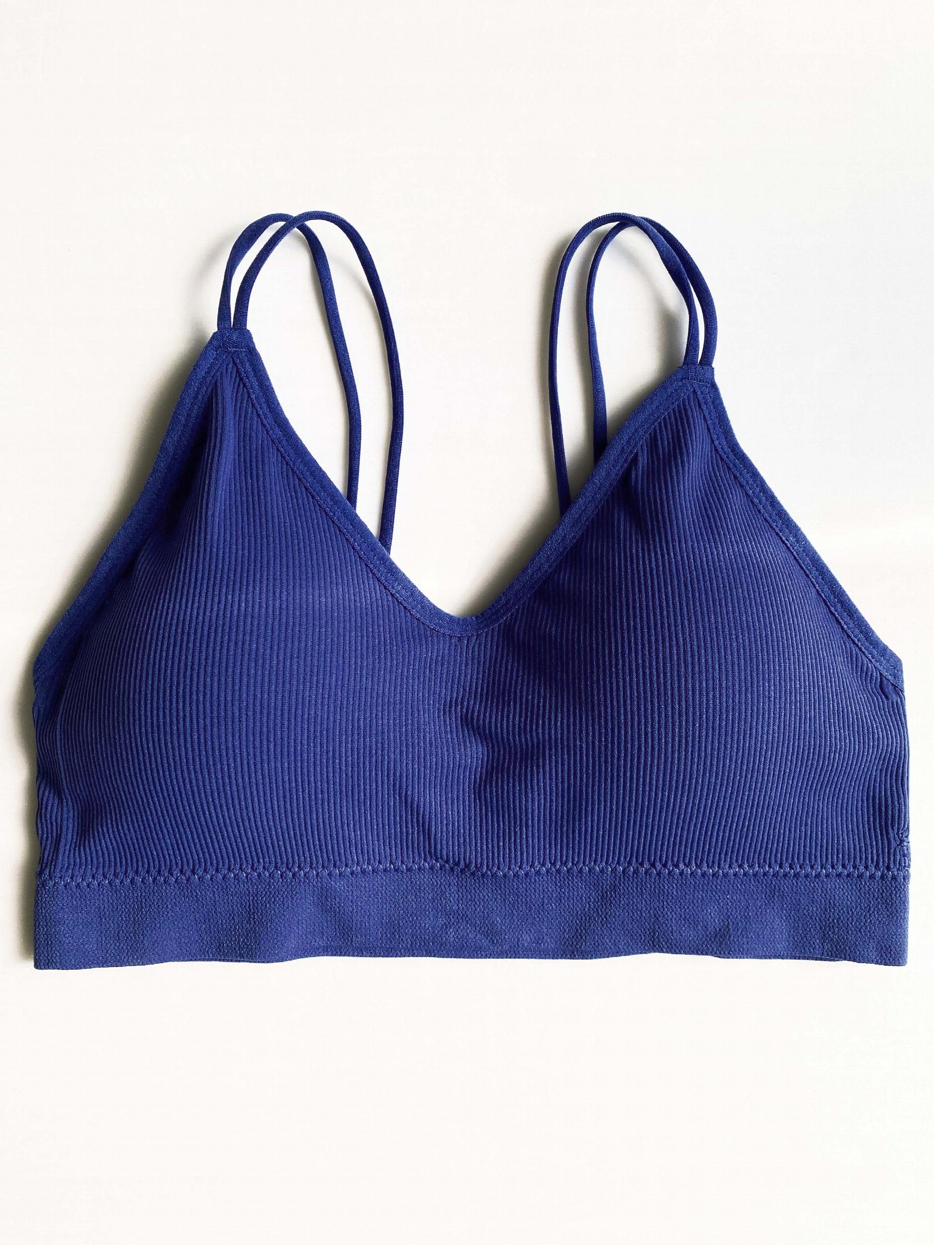 4pcs Ribbed Wireless Bras Double Straps Everyday Bra Women's Lingerie