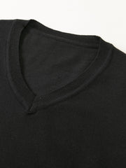 Stretch V Neck Pullover Men's Sweater Casual Warm Winter Knit Solid Fall