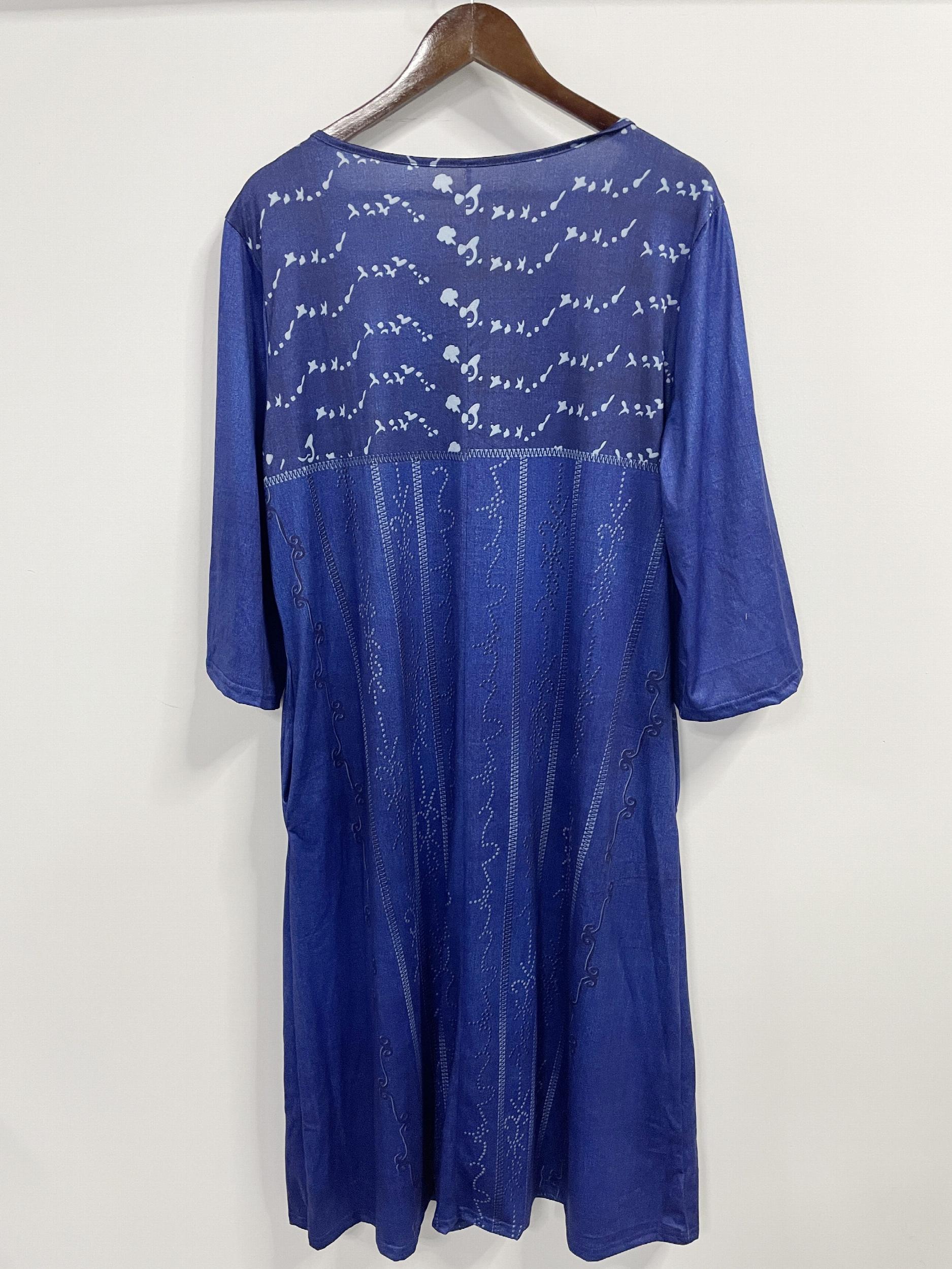  Casual Dress Women's Plus Print Short Sleeve Stretch Dress