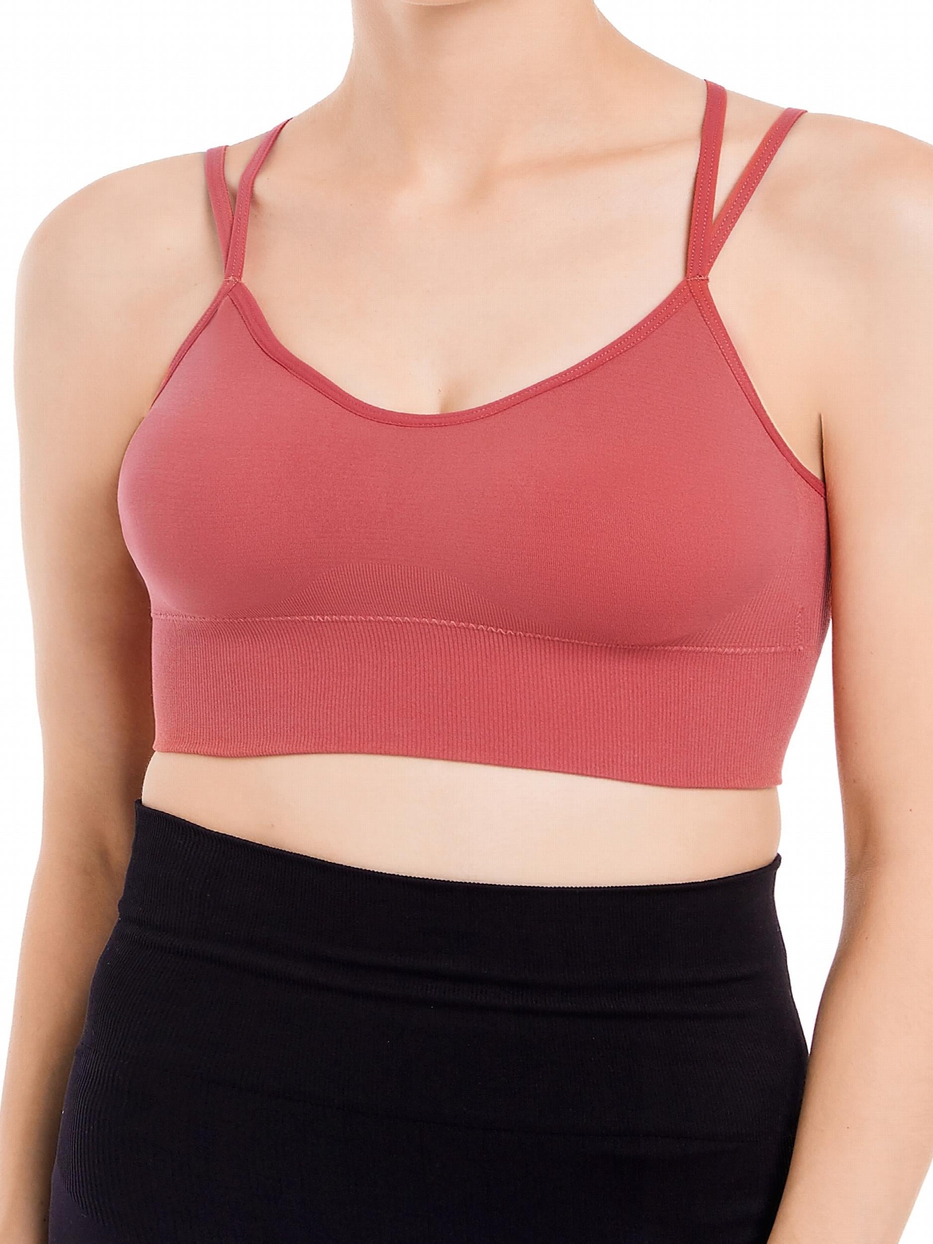  Sports Bra Solid Round Neck High Stretch Bra