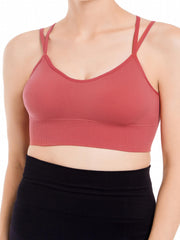  Sports Bra Solid Round Neck High Stretch Bra