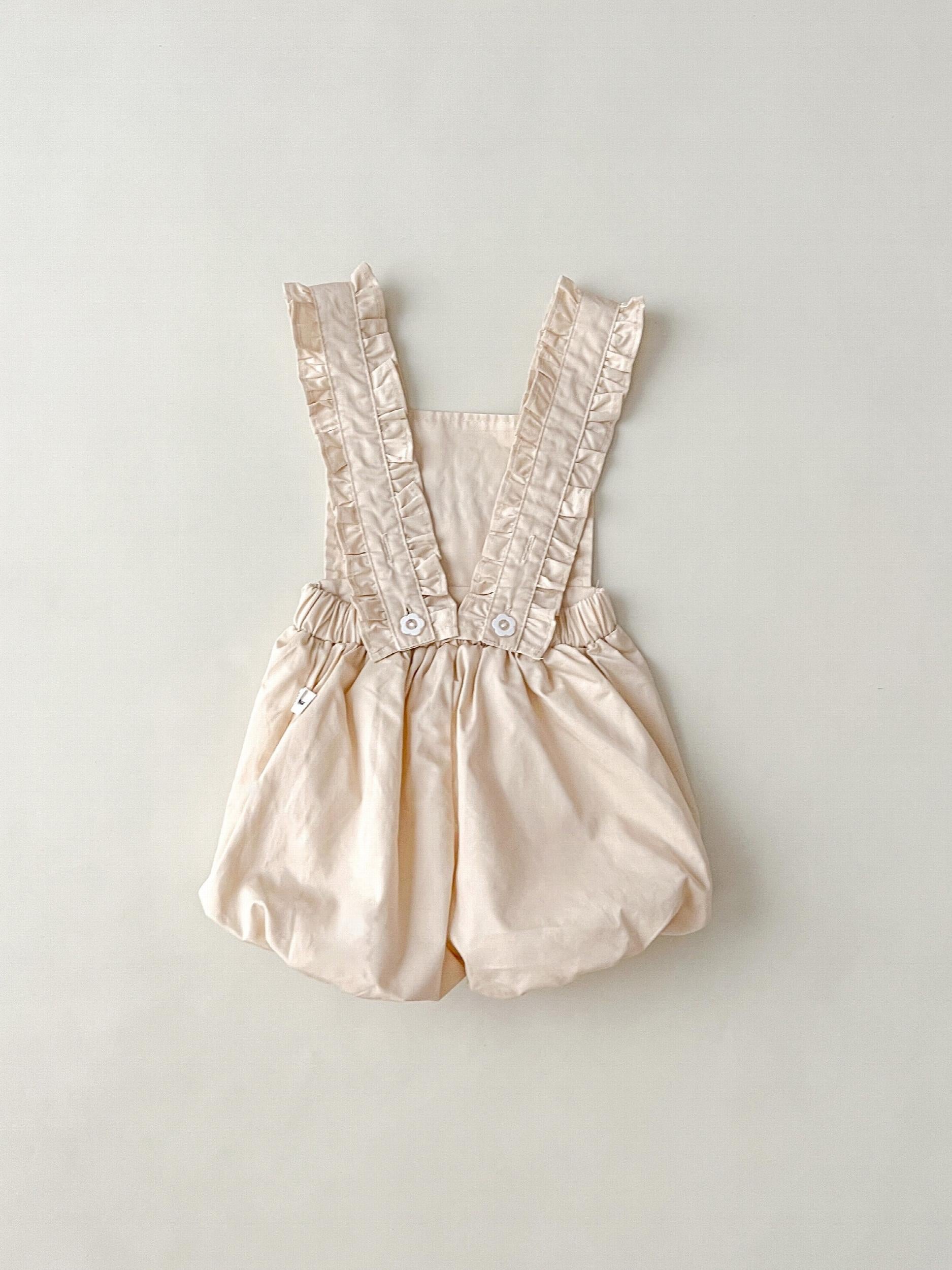 Flower Print Overall Short Pants for Baby Girls