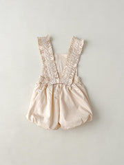 Flower Print Overall Short Pants for Baby Girls