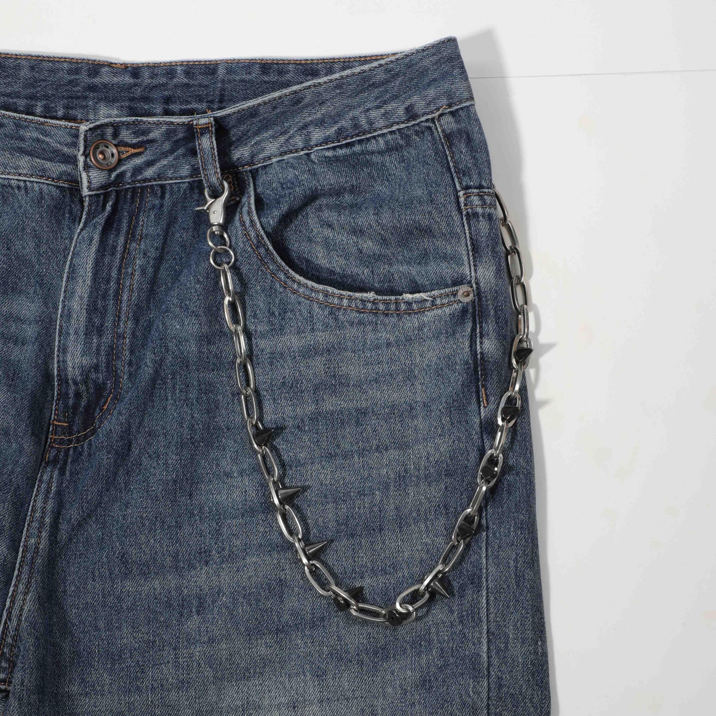 Men's Spiked Iron Chain Pants Chain