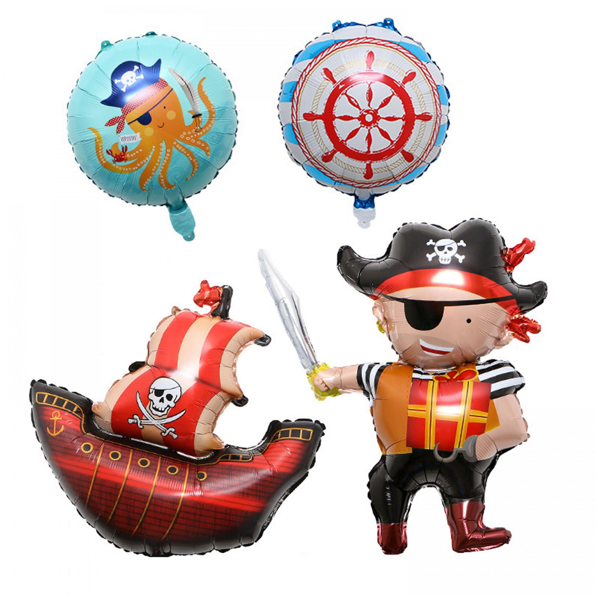 4pcs Pirate Ship Helium Balloons for Kids Birthday Party Decoration
