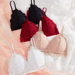4pcs Wireless Bras Comfy & Scallop Trim Bra Women's Lingerie