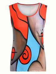  Abstract Graphic Print Tank Top