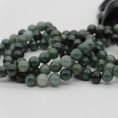Men's Natural Jadeite Beads Bracelet 9mm 0.35inch Oil Sapphire Bead 21pcs