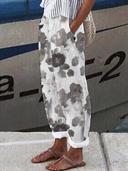 Graphic Print Dual Pockets Loose Pants Casual Comfy Pants