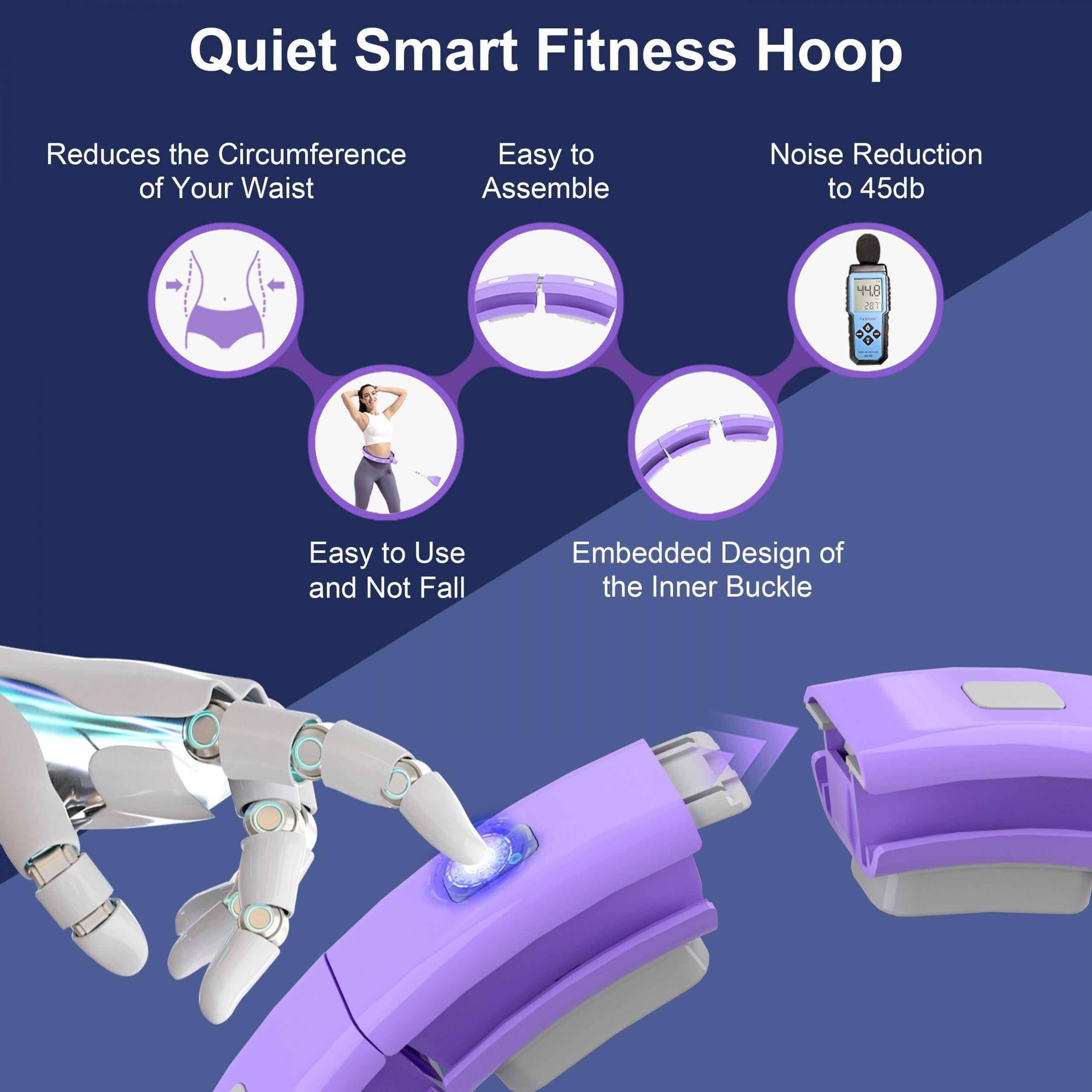 PVC Smart Mute Weighted Fitness Hoop 18 Knots Adjustable Exercise Hoop
