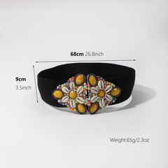 Rhinestone Buckle Wide Belt Punk Elastic Waistband Hip Hop Belt