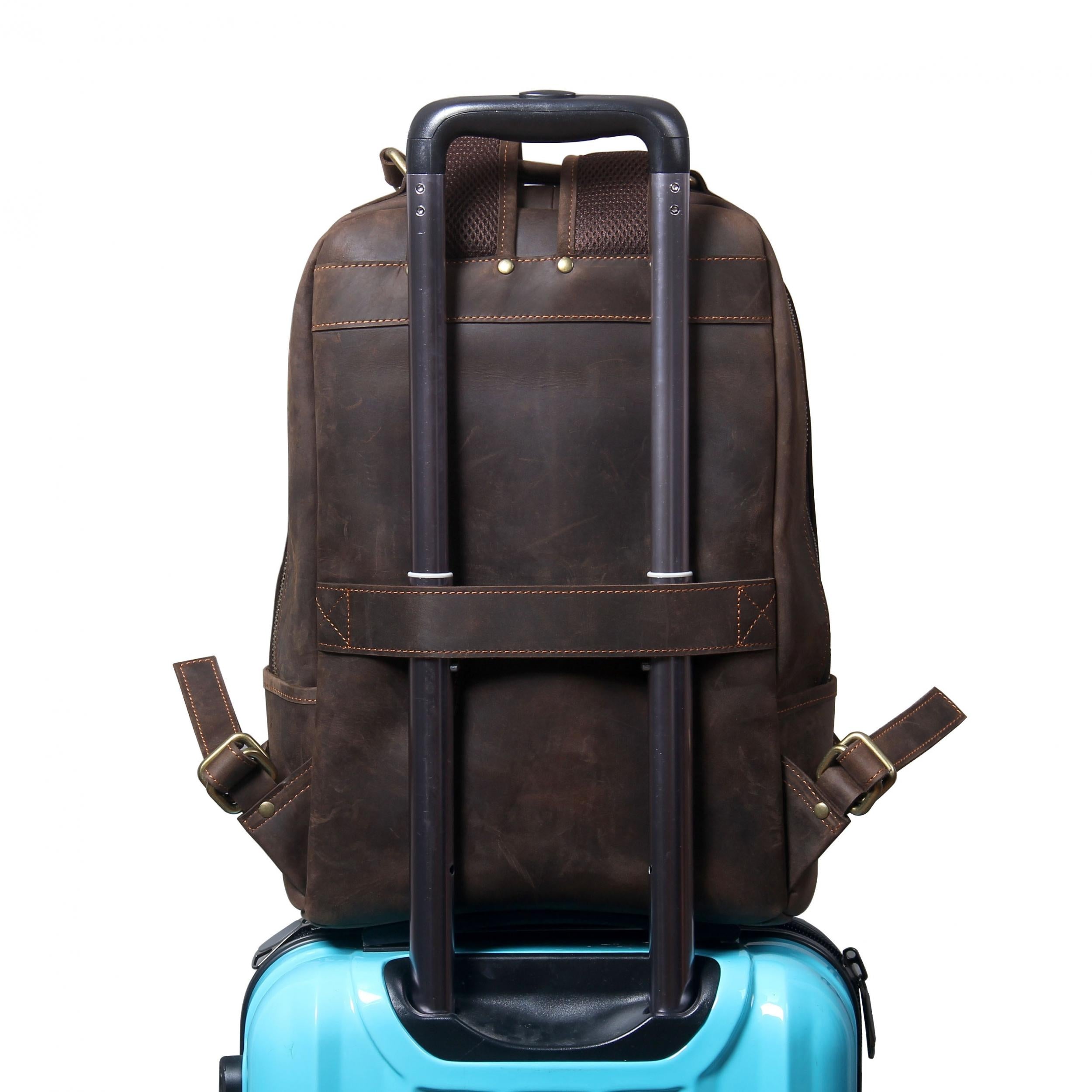 Retro Leather Backpack Men's Casual Large Capacity