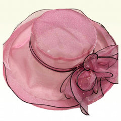 Organza Sun Hat Wide Brim Flower Ruffles Derby Hat