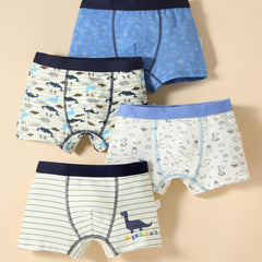4pcs Boys Dinosaur Seahorse Boxer Briefs Underwear Soft Comfortable Kids Clothes