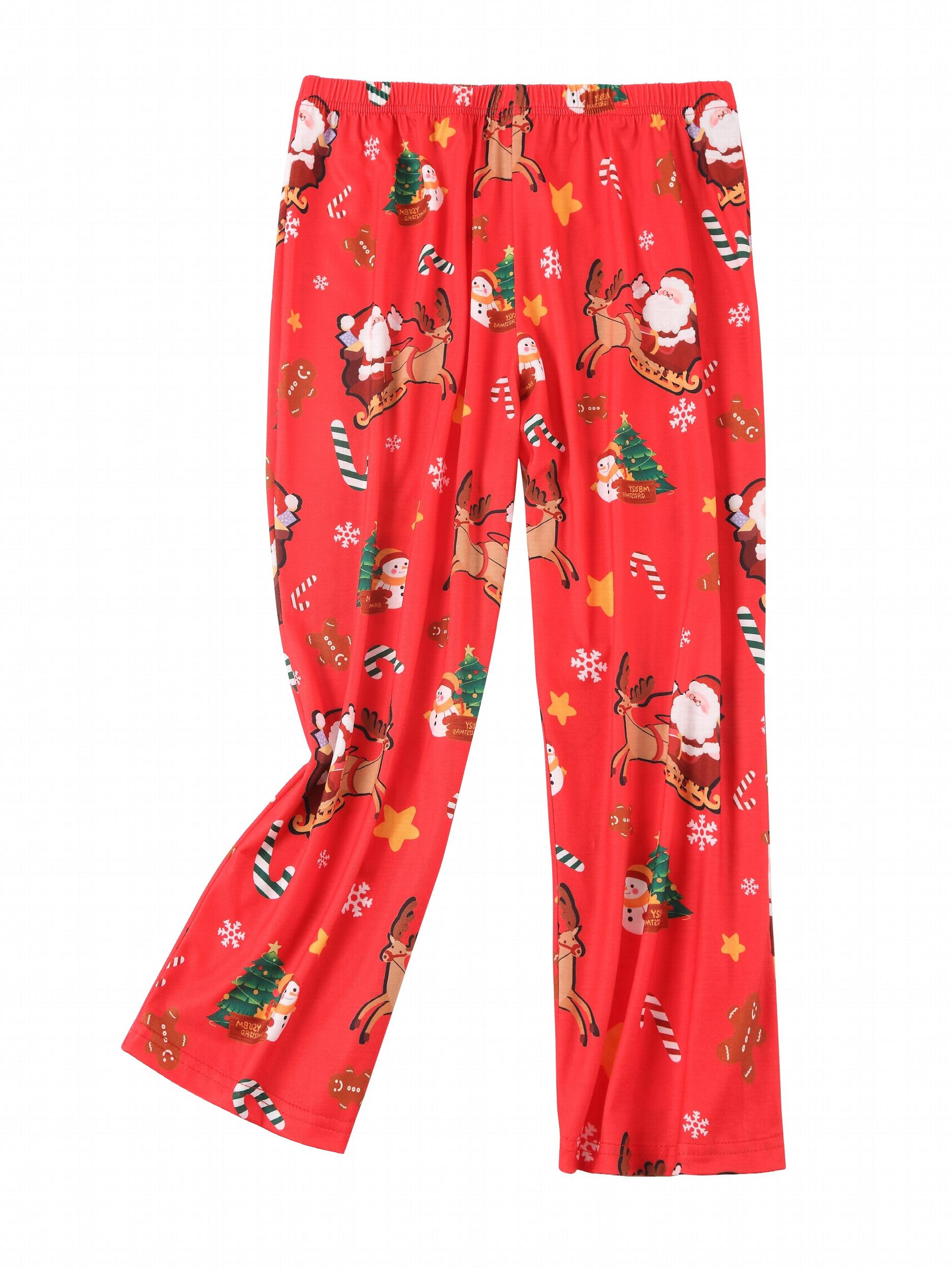 Christmas Cartoon Pajama Set Short Sleeve V Neck Top & Pants