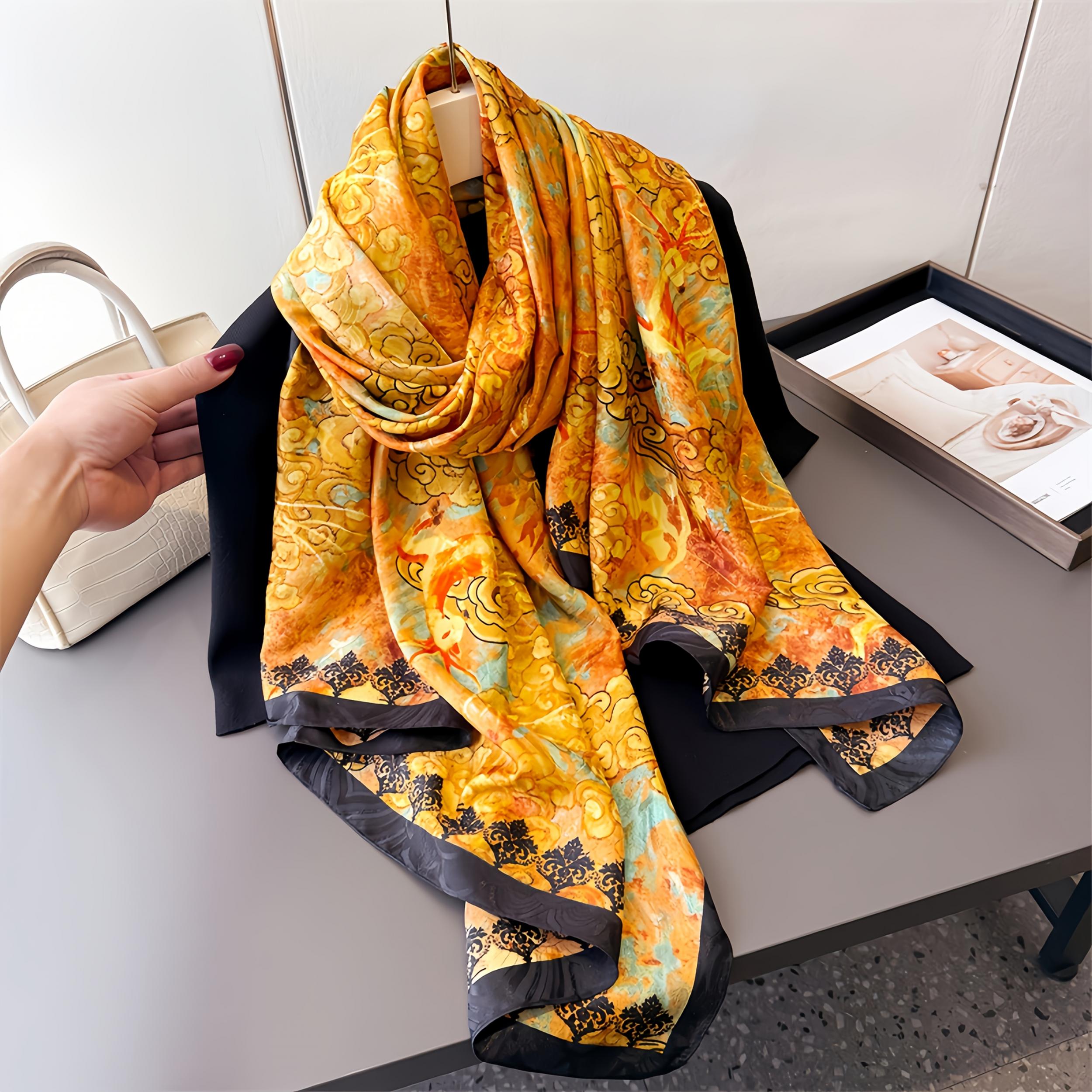 Shawl Scarf Auspicious Deer Cloud Pattern Two tone 180x70cm
