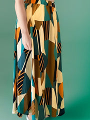  Geometric Print Maxi Skirt