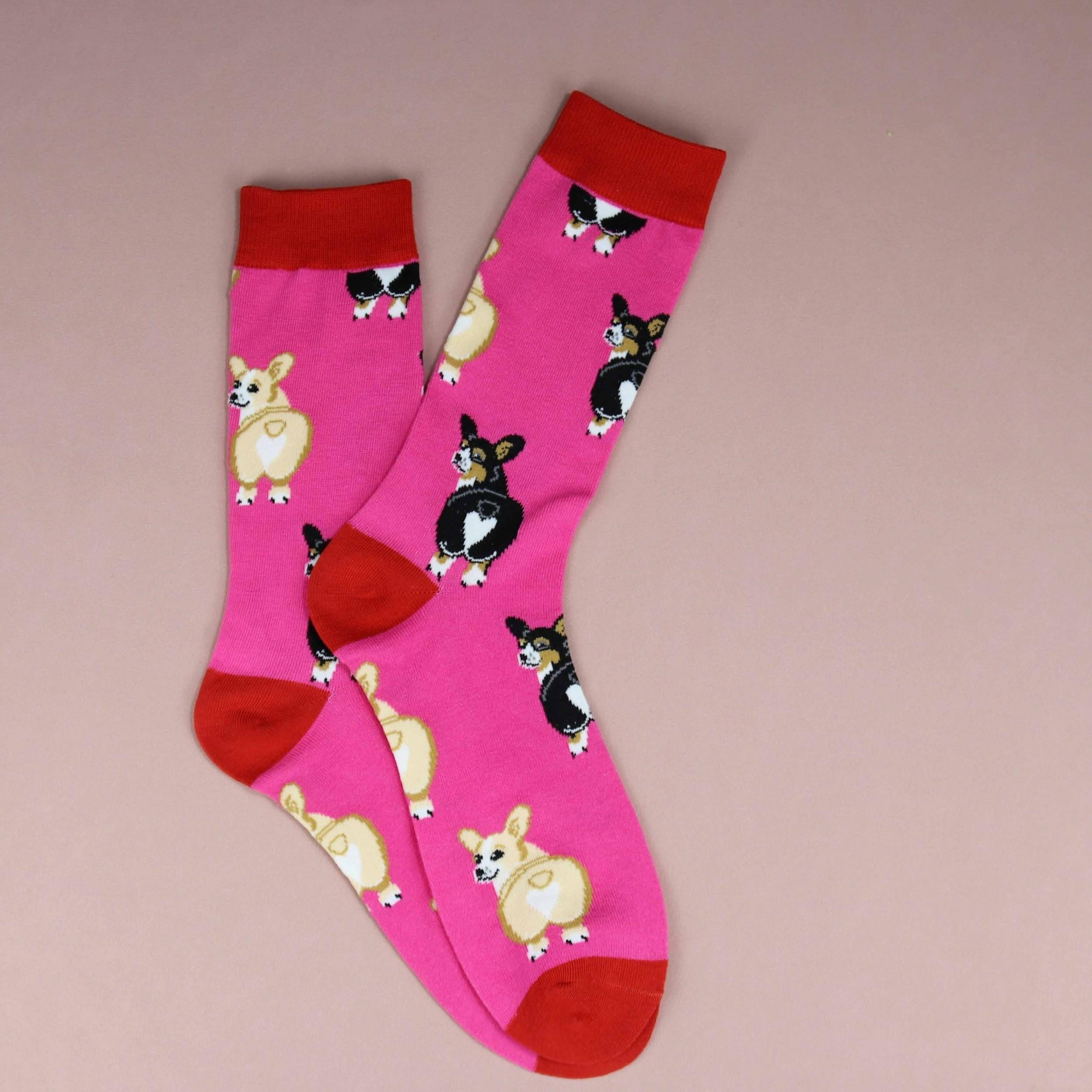 Funny Corgi Pattern Socks Women's Crew Stockings
