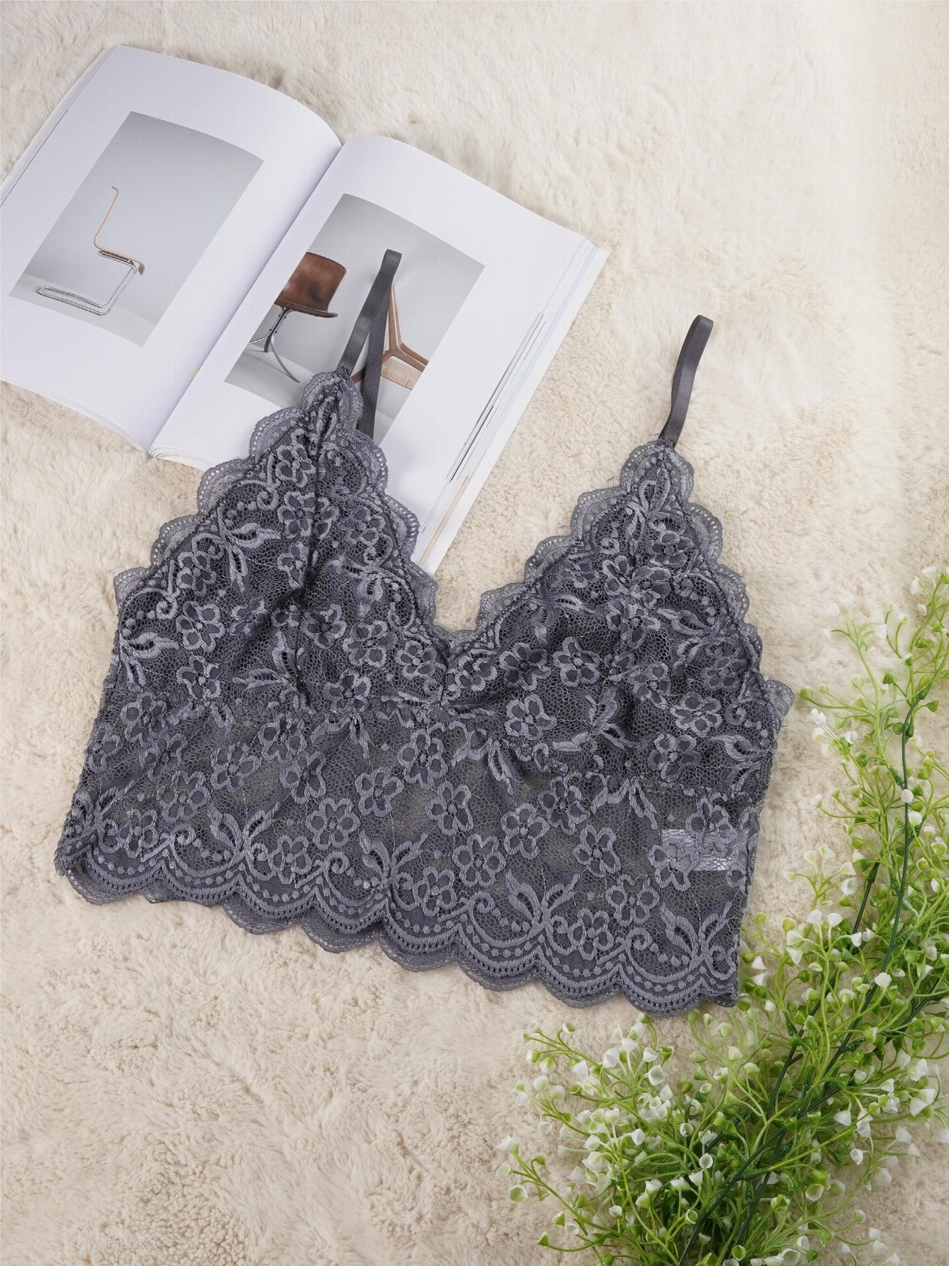 Floral Embroidery Longline High Stretch Bra Plus Size Women's Plus