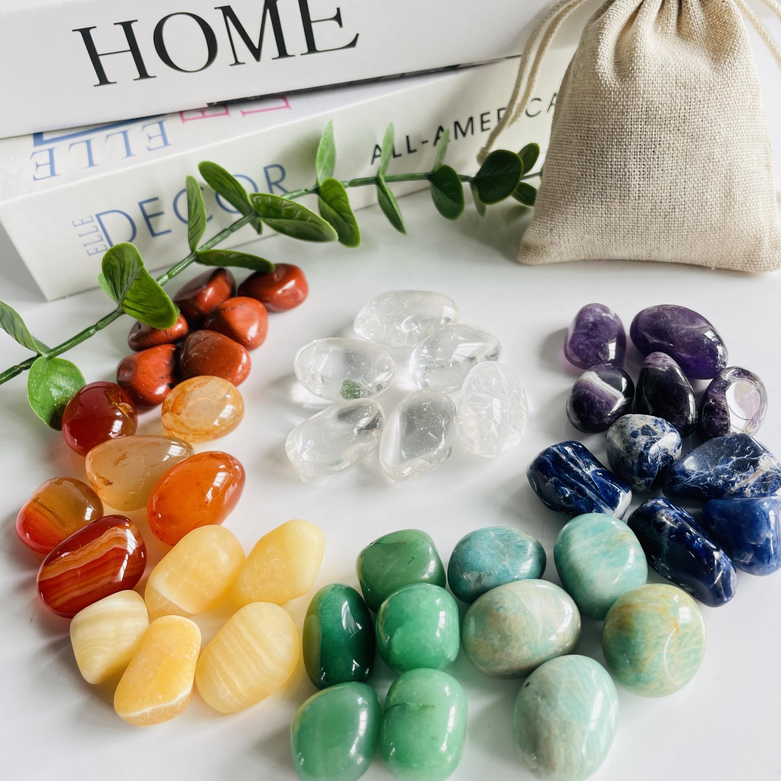 8pcs Tumble Gemstones & Bag Crystal Set - Perfect Portable Daily Healing Crystal