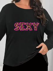  Leopard Print Lounge Top Long Sleeve Round Neck Tee
