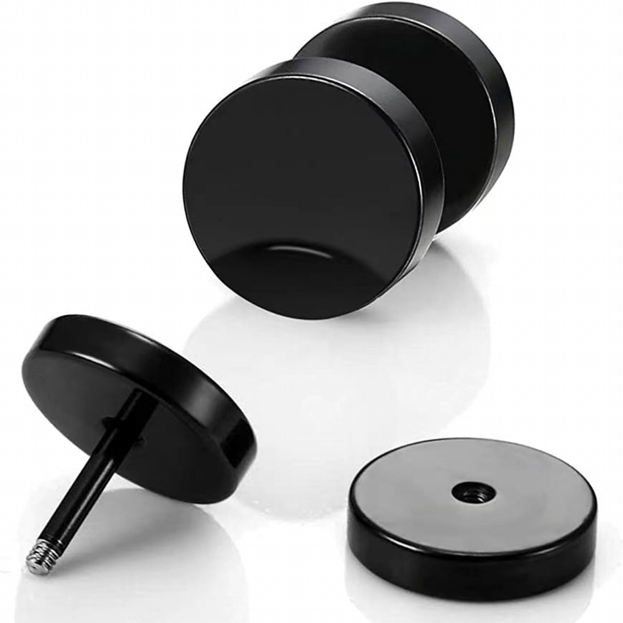 Men's Silver Round Disc Earrings 316L Stainless Steel Ear Clasps