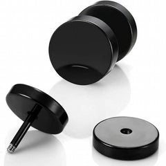Men's Silver Round Disc Earrings 316L Stainless Steel Ear Clasps