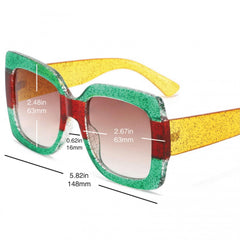 Y2K Glitter Square Sunglasses UV400 Sun Shades Glasses
