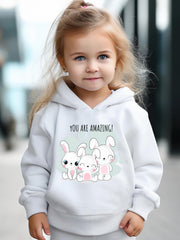 Girls 2-Piece Rabbit Hooded Sweatshirt and Sweatpants Set