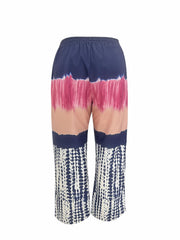 Women's Plus Colorblock Tie Dye Wide Leg Drawstring Pants