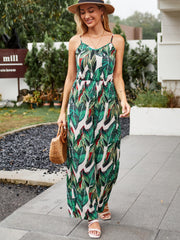 Boho Leaves Print Wide Leg Jumpsuit for Women