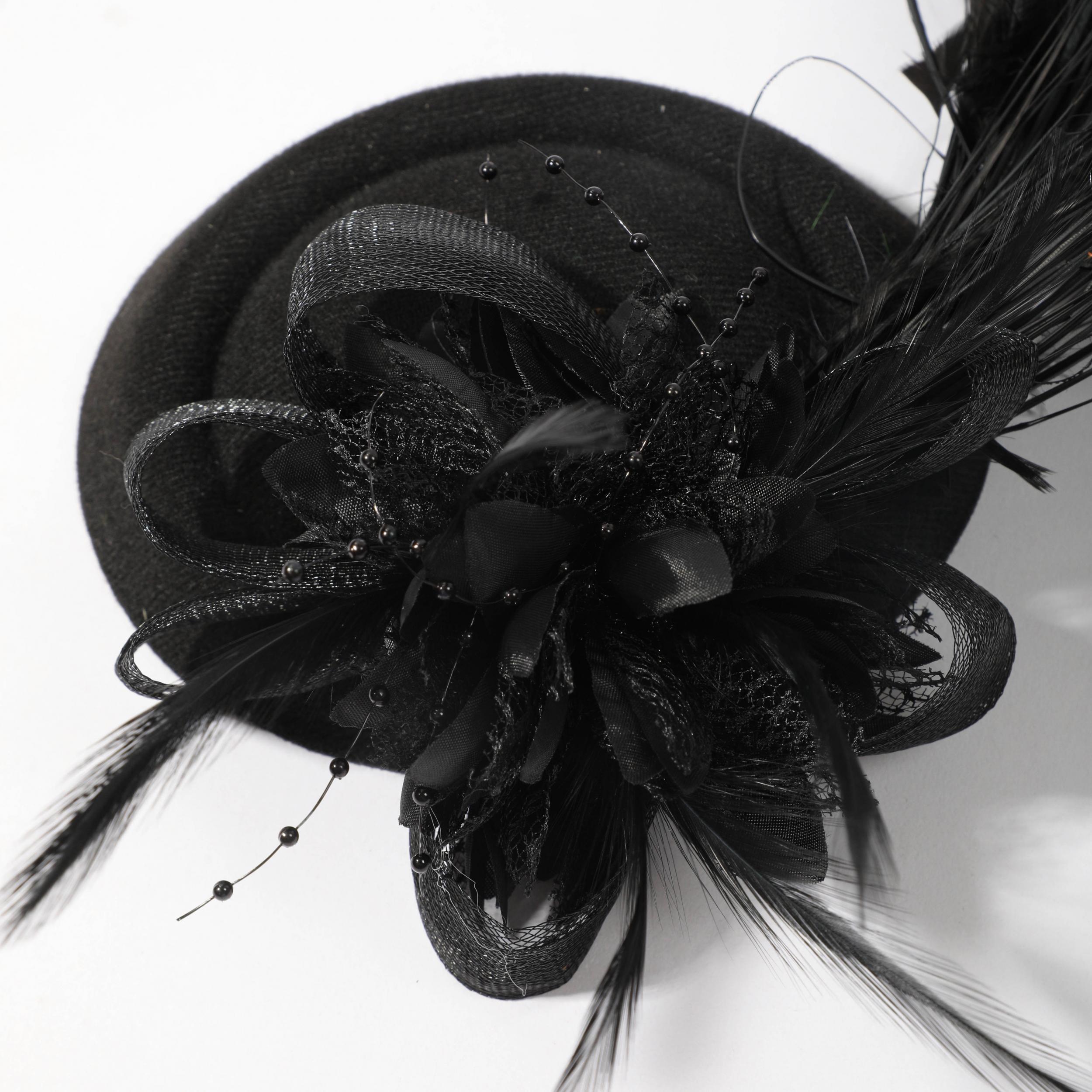Women Faux Feather Head Piece Wedding Hat Derbyhat