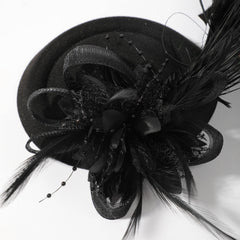 Women Faux Feather Head Piece Wedding Hat Derbyhat