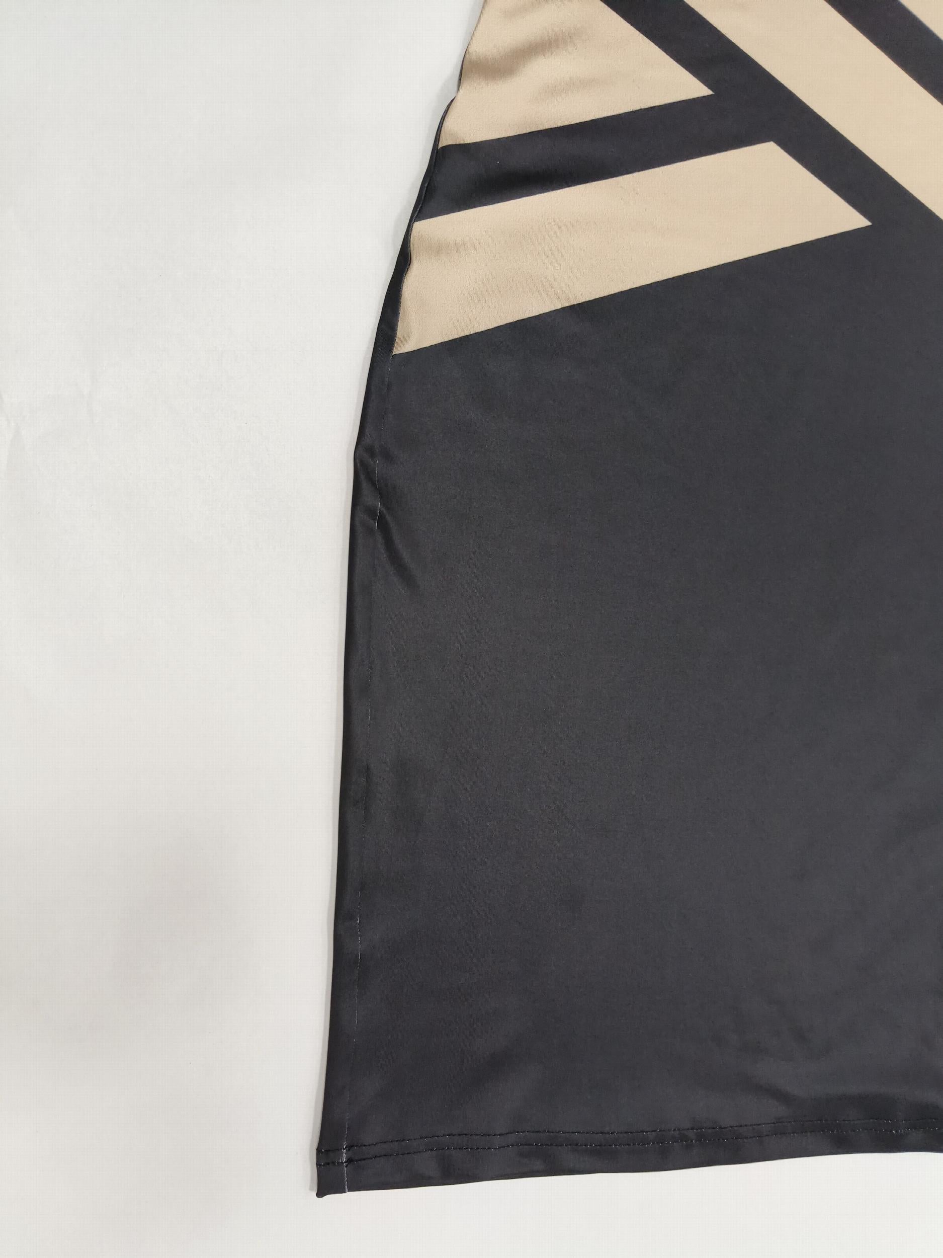  Colorblock Long Sleeve Round Neck Dress