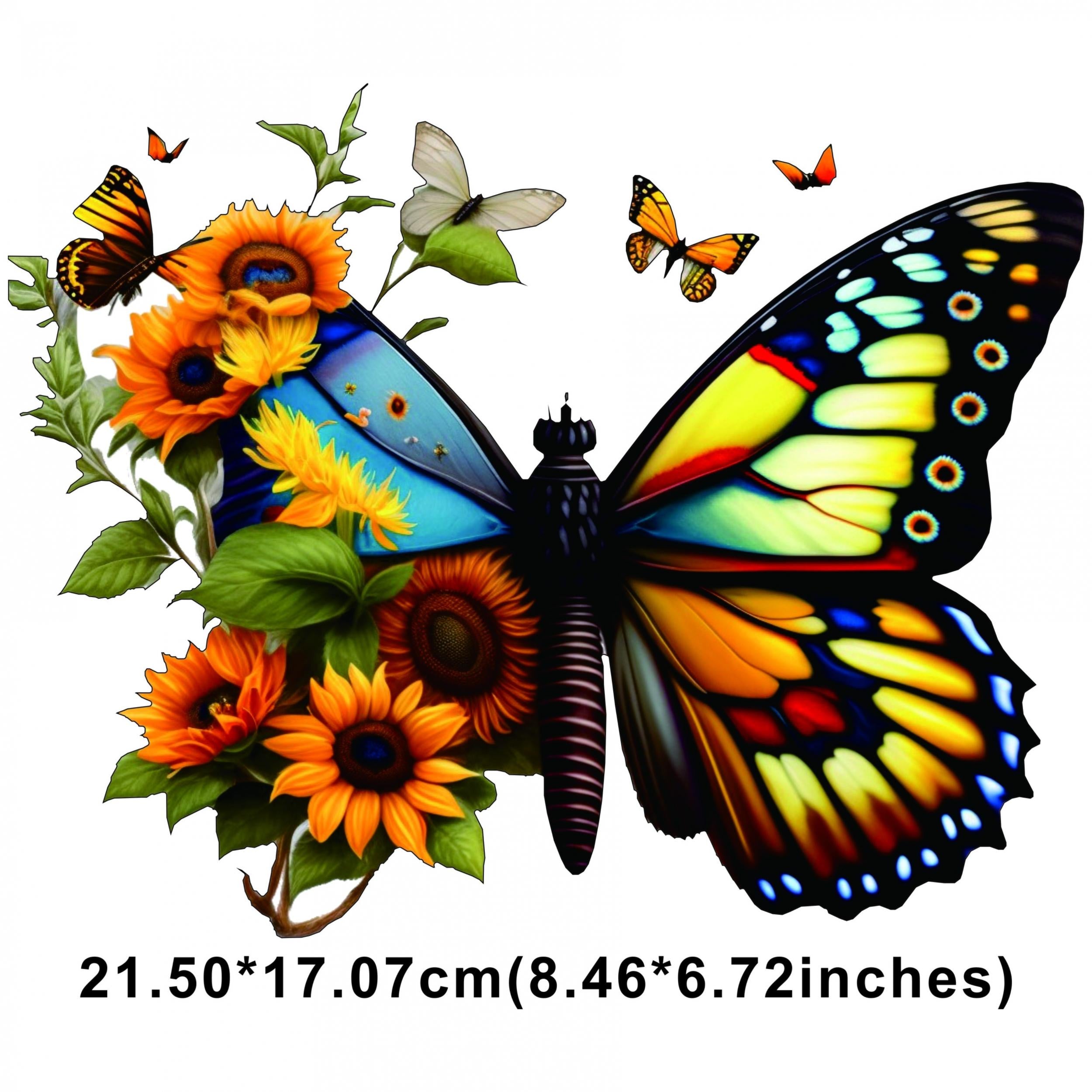 Sunflower Butterfly Iron On Heat Transfer Patch Stickers Clothing Bag Decor