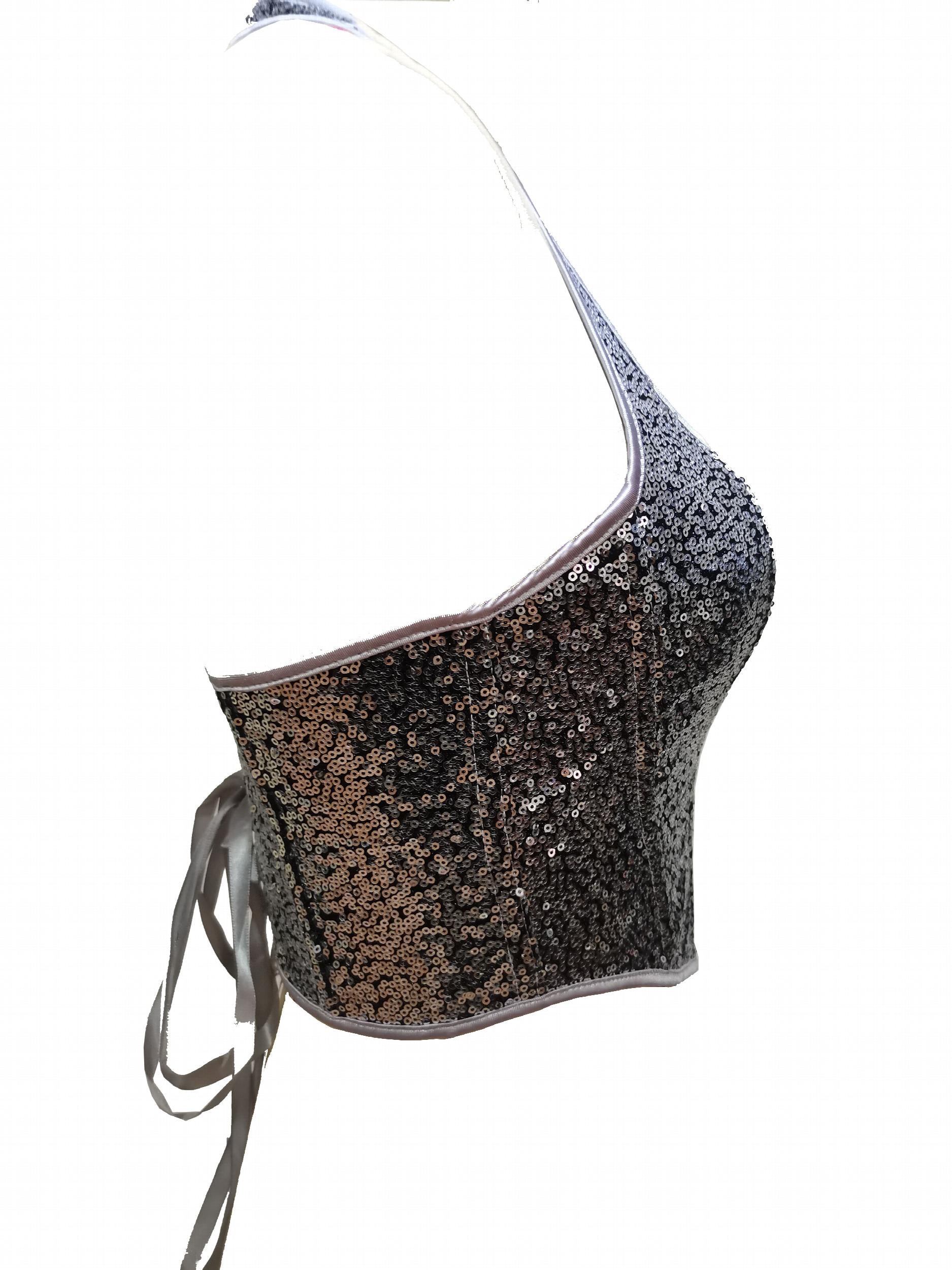 Sequin Shaping Halter Top Tummy Control Backless