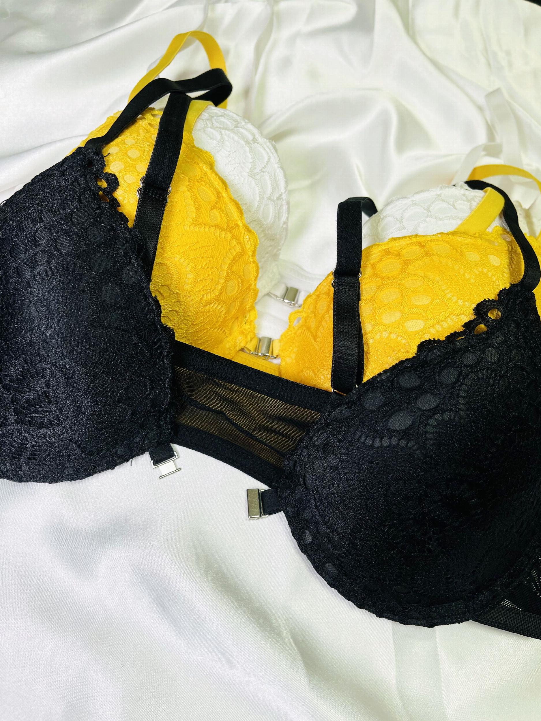 3pcs Lace Push Up Bras Front Buckle Bra Women's Lingerie