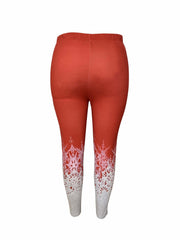  Snowflake Print High Rise Leggings
