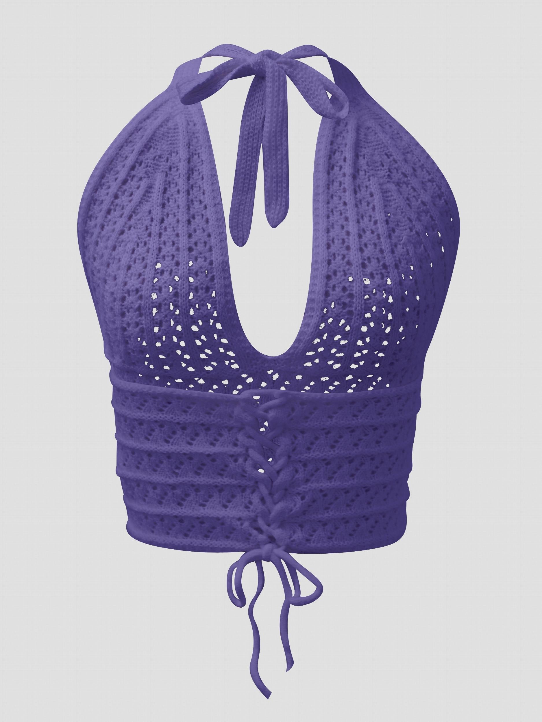 Y2K Crop Sweater Bralette Halter Neck Casual Sweater Women