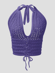 Y2K Crop Sweater Bralette Halter Neck Casual Sweater Women